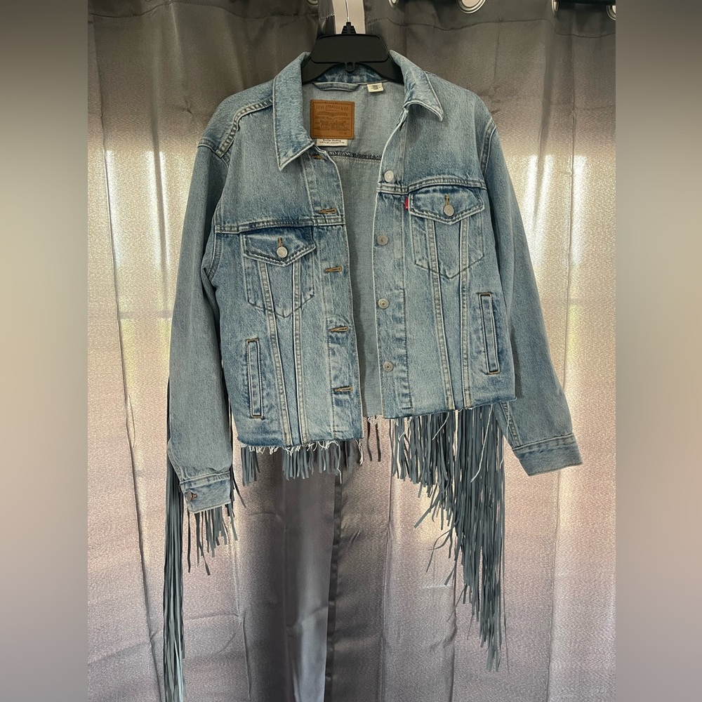Levi Ex Boyfriend fringe trucker Jacket